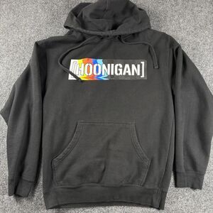 Hoonigan Censor Bar Glitch Logo Pullover Hoodie Black Mens Size Medium